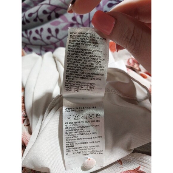 H&M Balloon-Sleeved Dress Beige Floral Size 4 - Picture 8 of 8